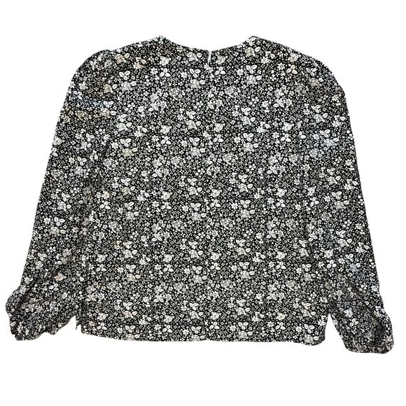 Co 100% Silk Black White Floral Blouse Small - Picture 9 of 11